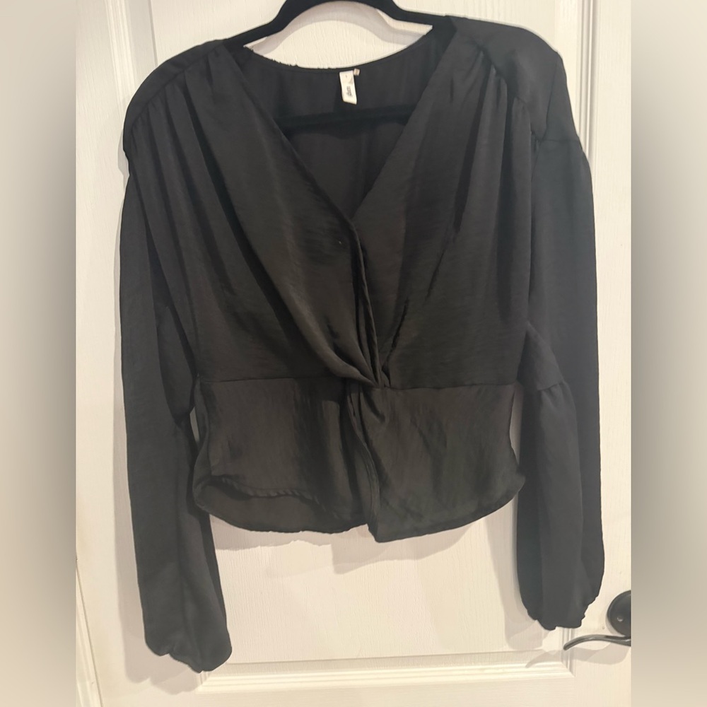 Black Wrap Blouse